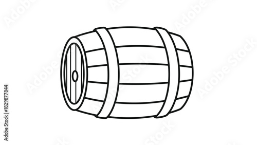 Charming barrel line art for storybooks vintage taverns or rustic designs needing a touch of old-world charm and a splash of adventure, Generative AI.