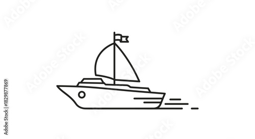 Sailing into adventure with a modern yacht illustration perfect for travel blogs nautical themes and summer promotions grab attention with this clean design, Generative AI.