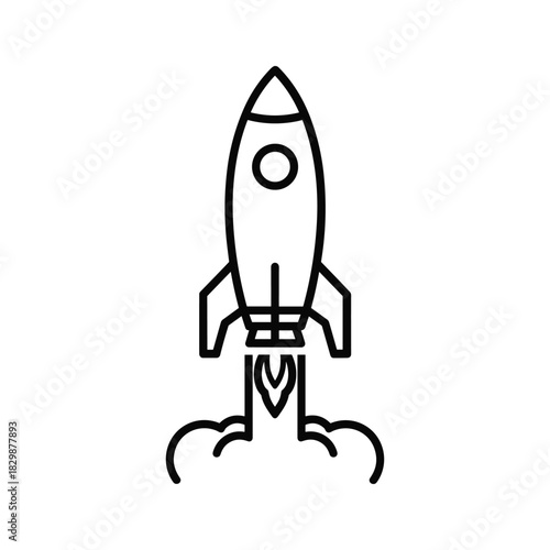 Launching Rocket Line Art Icon for Startup and Business Growth