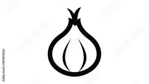 Sleek onion silhouette for modern culinary brand identity or healthy food blog clean minimalist design organic feel perfect for restaurant logo, Generative AI.