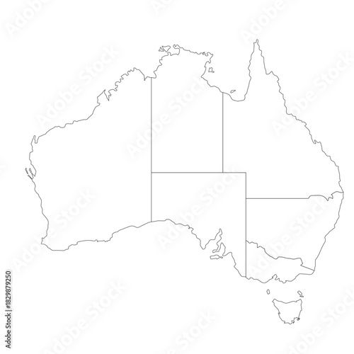 Map of Australia, country and geography, Australia map sign vector set graphics, editable stroke linear icon,Simple outline map of Australia, vector silhouette in sketch line style