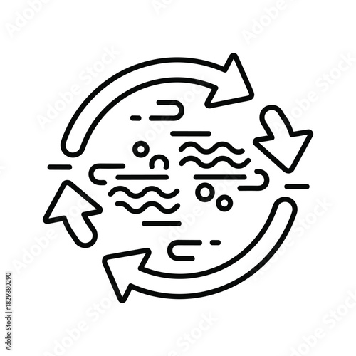 Air and Water Purification Cycle Line Icon