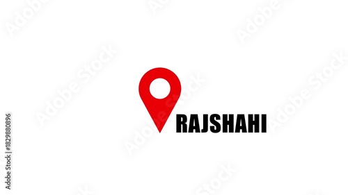 4K Rajshahi City Location Map with GPS Tracking Pin – Animation Alpha Channel Graphic