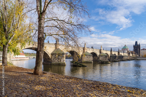 Charles bridge on an autumn day, Prague, Czechia