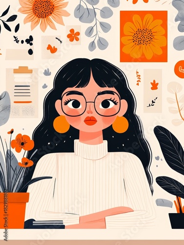 Dynamic workspace signaling the start of a creative journey for a professional woman filled with inspiration and modern tools