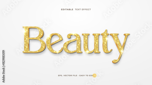 Elegant Gold Glitter 3D Editable Text Effect