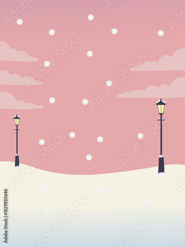 Snowfall and Streetlights Background