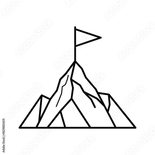 Mountain Peak with Flag Icon