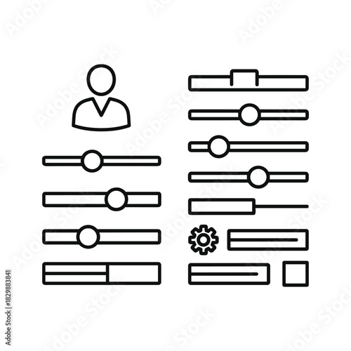 User Interface Sliders, Controls, and Settings Icons Set