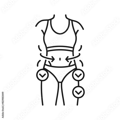 Female Body Slimming and Contouring Line Icon