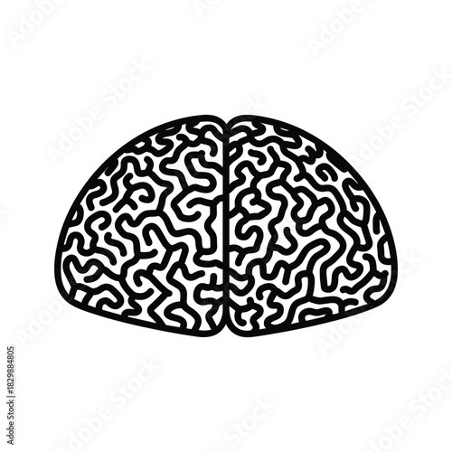 Stylized Human Brain Top View Outline Icon