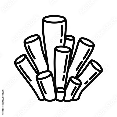 Tube Coral Cluster Outline Illustration
