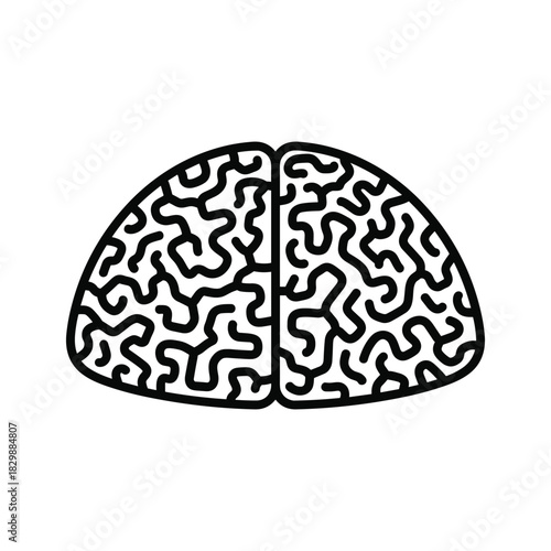 Simple Human Brain Line Art Icon