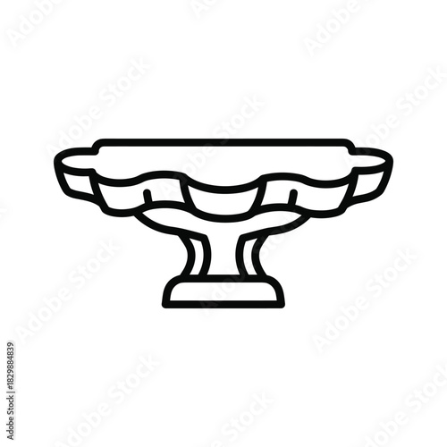 Elegant Cake Stand Line Icon with Ruffled Edge