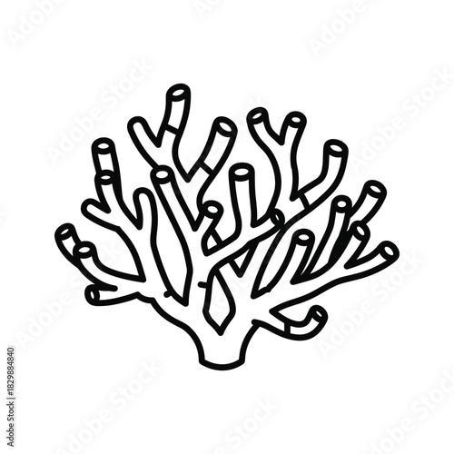 Black and White Outline Coral Icon