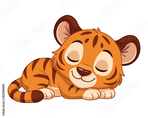Cute Sleeping Tiger Cub