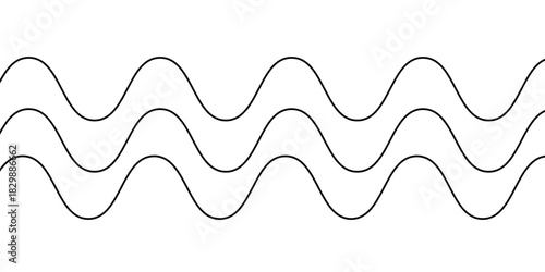 elegant abstract black wave lines forming fluid motion on a simple white background vector artwork.
