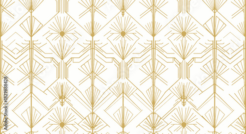 Elegant Art Deco Pattern with Gold Accents and Geometric Symmetry for Stylish Backgrounds