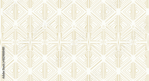 Ornate geometric pattern with intricate gold and cream detailing for interior design background