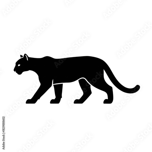  Walking Panther Cougar or Large Wild Cat Silhouette Vector Icon.
​ panther, cougar, jaguar, large cat, wild cat, feline, predator, silhouette, vector icon, wildlife, jungle, hunting.