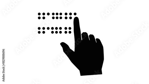 A black silhouette icon of a hand with an index finger reading braille text for the visually impaired.