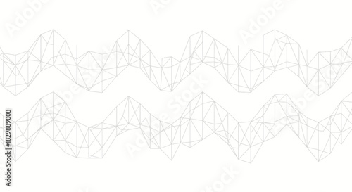 Abstract geometric wireframe pattern with interconnected triangular structures across a white