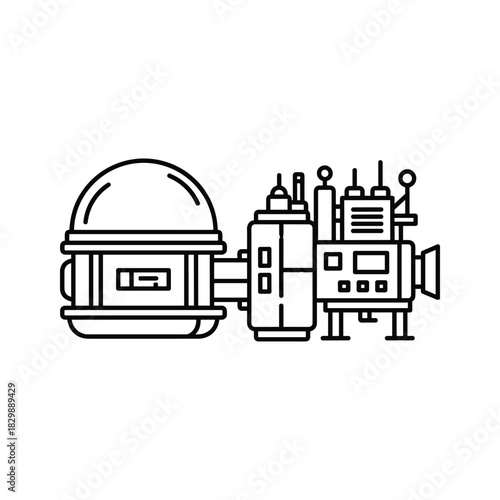 Futuristic Space Station or Research Lab Outline Icon