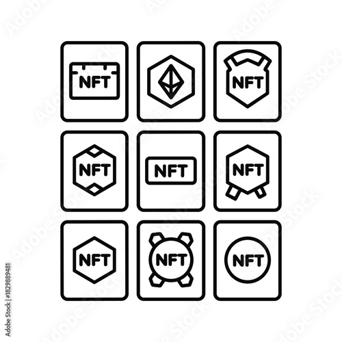 NFT and Ethereum Crypto Icons Set
