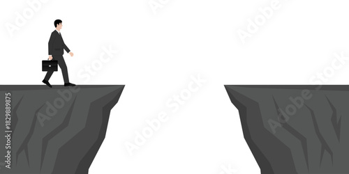 Businessman is Going to Jump over a Cliff. Goal Achievement and Business Success Concept. 