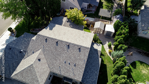 Residential back yard aerial view