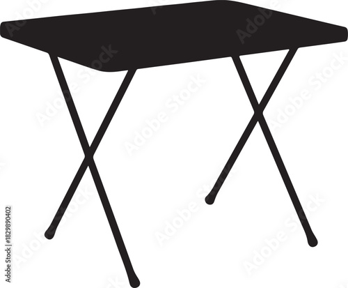 a folding table with metal legs furniture silhouette vector illustration