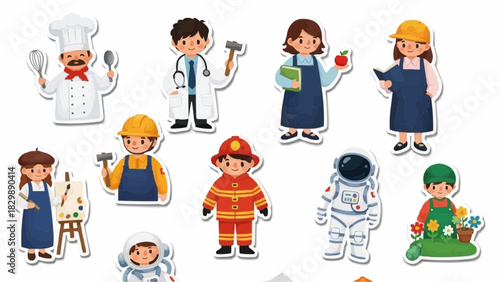 cute stickers for various professions