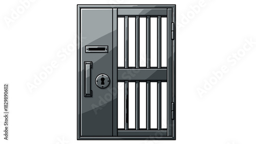 Jail cell door illustration showcasing security and institutional design