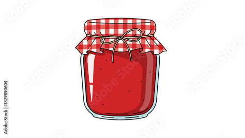 Strawberry jam jar illustration showcasing homemade goodness and vibrant color