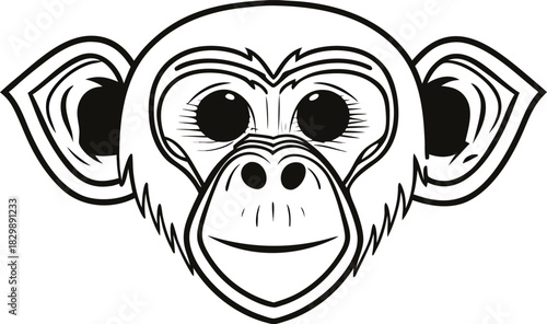 monkey face stylized silhouette vector illustration
