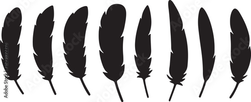Set of feather silhouette vector