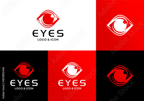 abstract eye icon logo design vector