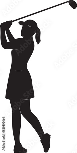 Silhouette of women golf player pose