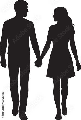 Silhouette of Walking Couple