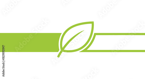 Minimalist green leaf icon on a horizontal bar.