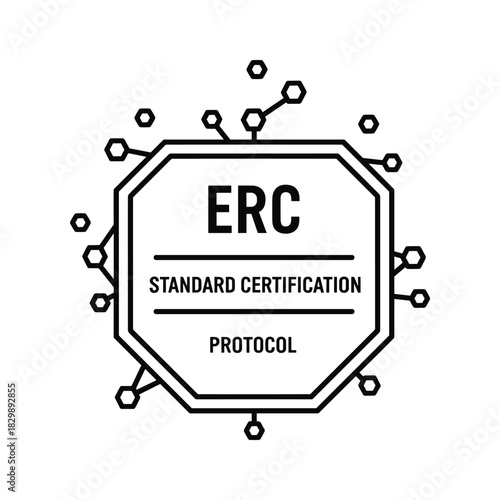 ERC Standard Certification Protocol Icon with Network Design