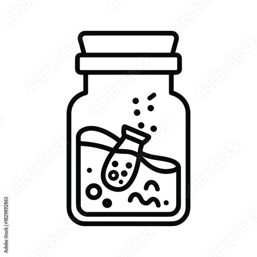 Potion Jar with Bubbling Test Tube Outline Icon