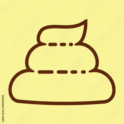 Poop line icon. Brown dog-poop outline vector icon modern style. Human or animal excrement sign for UI design. Trendy vector illustration isolated on a yellow background.