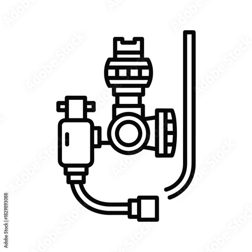 Stylized Marine Life Outline: Intricate Coral and Tentacled Sea Creature Illustration