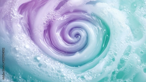 Fototapeta Naklejka Na Ścianę i Meble -  Swirling water with bubbles creating a dynamic fluid motion in a clear background