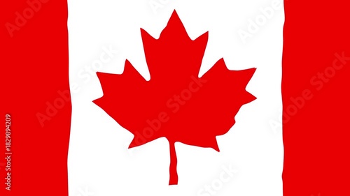 Canadian Flag Animation With Red Borders And Maple Leaf Emblem, National Symbol Of Canada