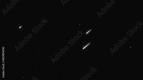 Bright Shooting Stars Across a Starry Night Sky in Deep Space.