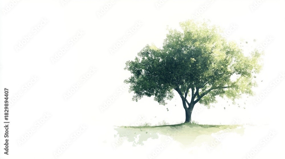 Fototapeta premium Beautiful green tree isolated against a clean background, perfect for nature and eco-themed projects.