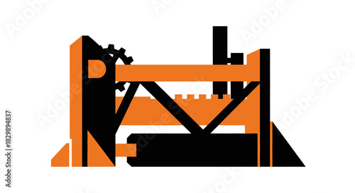 Industrial Machine Icon in Orange and Black.