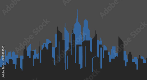 Cityscape Silhouette: A Modern Urban Skyline at Dusk.